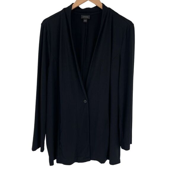 J Jill Wearever Collection Long Casual Blazer Pockets Stretch Women XL Black - Picture 1 of 6